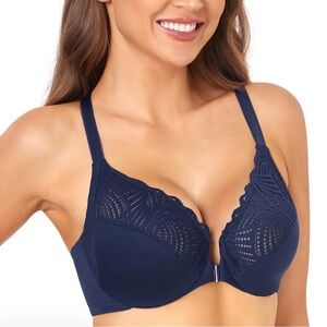 DOTVOL Racerback Underwire Lace Navy Blue Bra 34DD